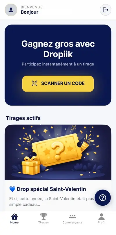 Interface du jeu Dropiik sur smartphone