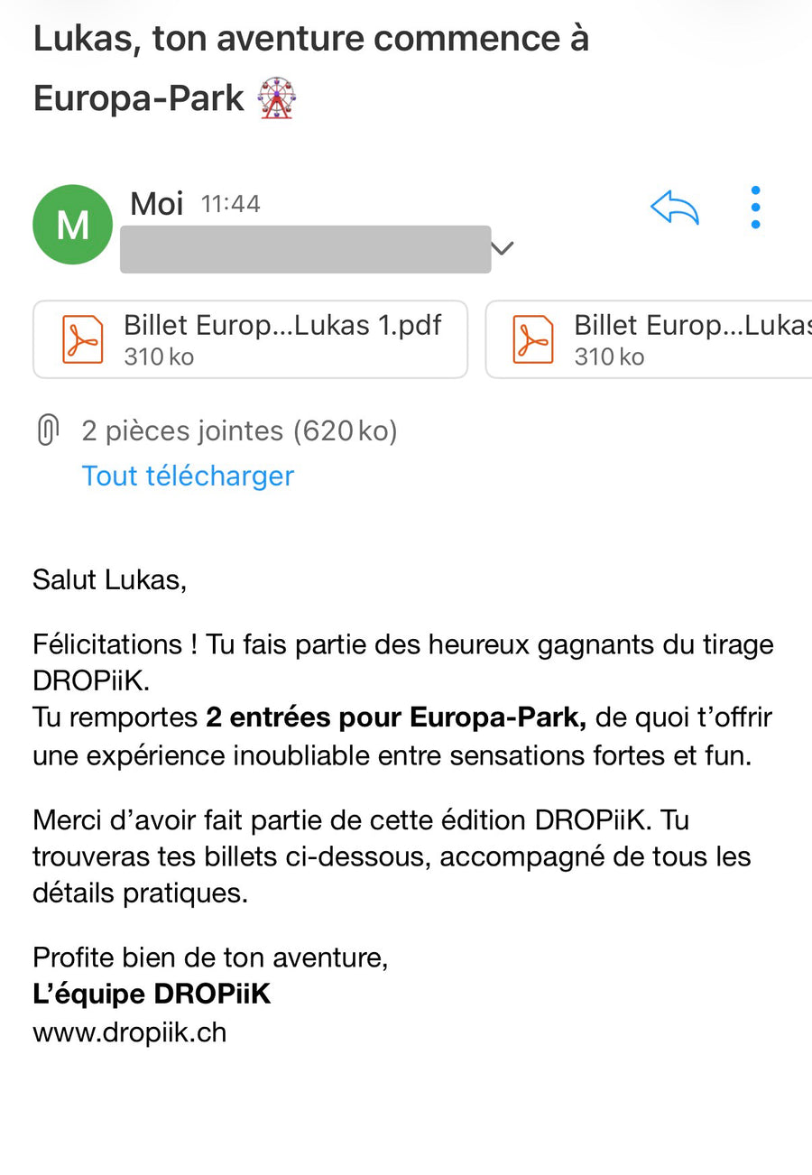 Gagnant DROPiiK — Lukas V.